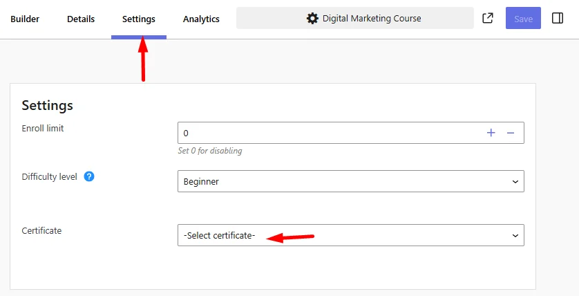 Add Certificate To Course