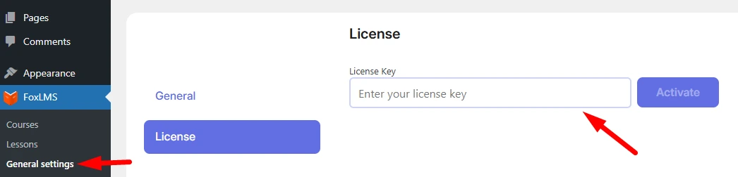 Entering FoxLMS License Key