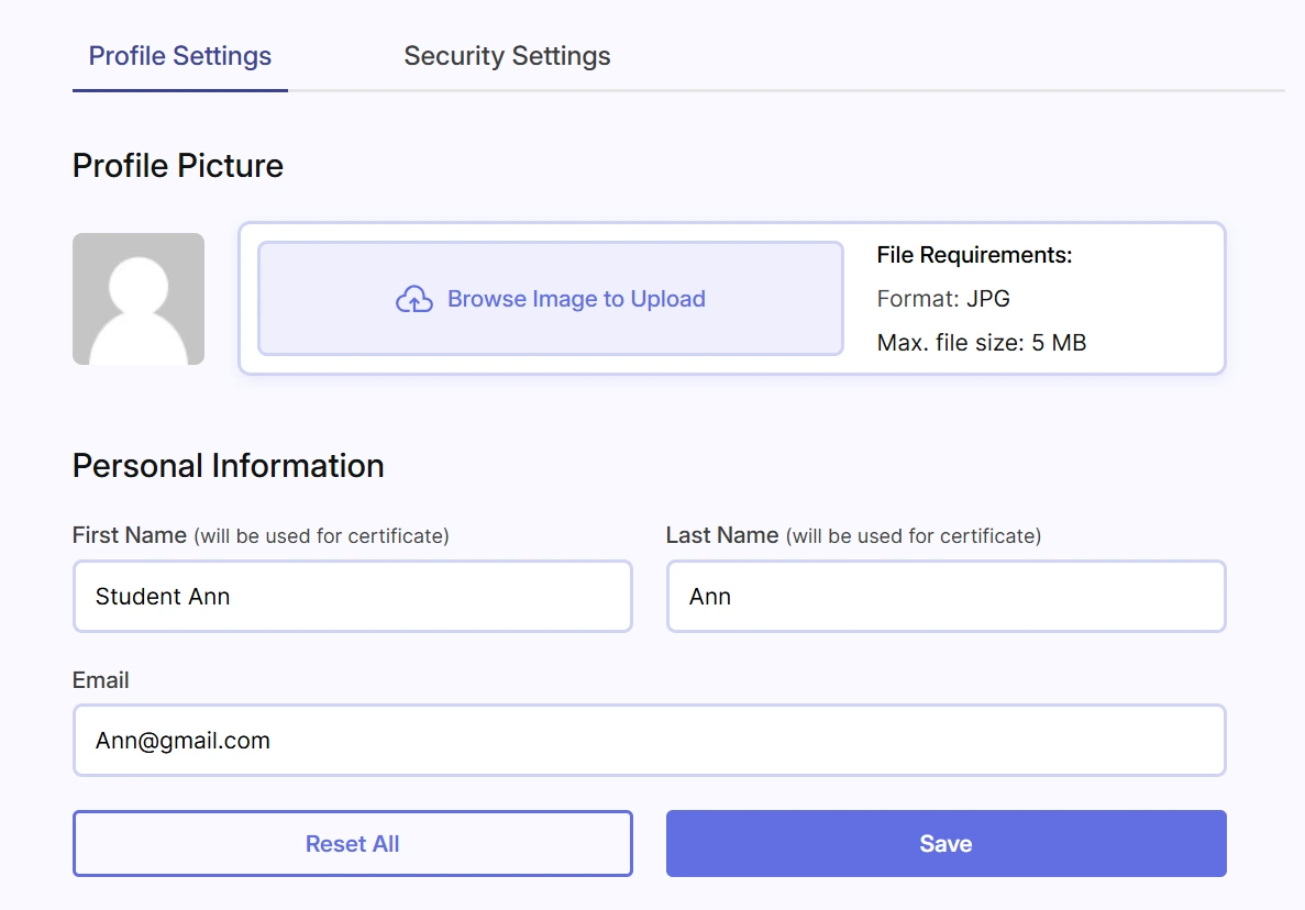 FoxLMS Student Dashboard Settings