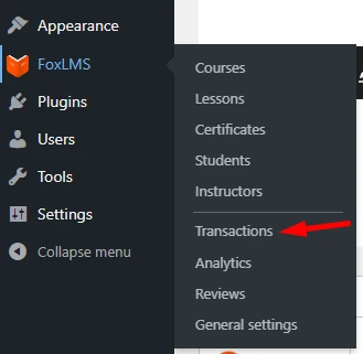 WordPress FoxLMS Transactions