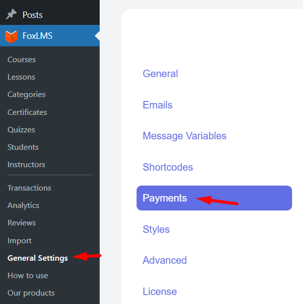 Fox LMS Payments
