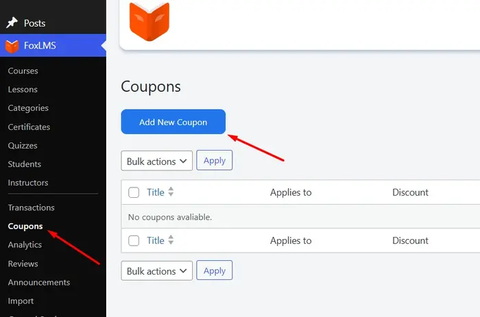 Add New Coupon Button
