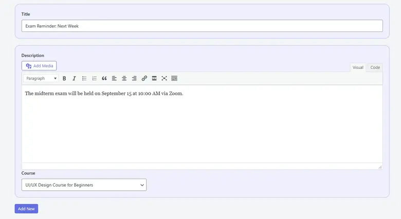 Announcement Example