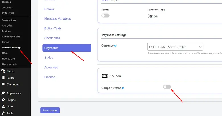 Disabling Coupon